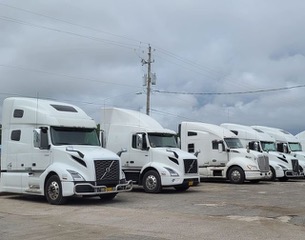 Fleet of volvo trucks